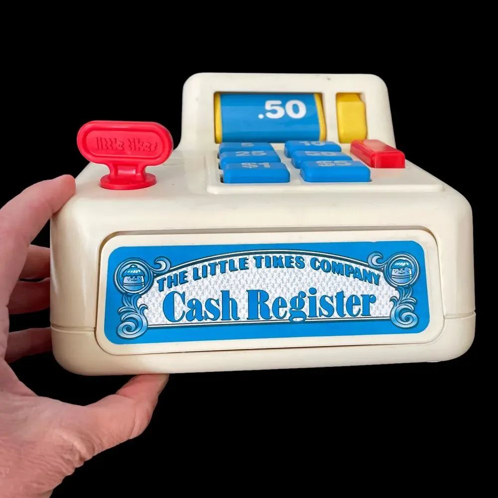 Little Tikes Cash Register Activity Vintage Toy Pretend Play USA Sticker Wear